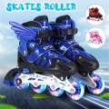 Children Adjustable Skates Roller Skates Boy's Girl's Full Set Kids Inline Skates Combo Set 4 Wheels Flash Skates Shoes