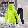 Premium Motoboy Motorcycle Racing Set Raincoat Rain Pants Split Men and Women Slim Reflective Rainwear Racing Suit|
