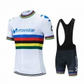 New World Champion Movistar Team Short Sleeve Bike Clothes Breathable Bib Shorts Cycling Clothing Maillots Ropa Ciclismo Hombre|