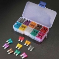 100/50Pcs Profile Small Size Blade Type Car Fuse Assortment Set Auto Car Truck 2.5/3/5/7.5/10/15/20/25/30/35A Fuse with Box Clip