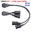 OBD2 Truck Interface Y Cable 16Pin Female To Female 6pin J1939 And J1708 9pin Cable|Car Diagnostic Cables & Connectors| -
