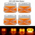 4Pcs 24V LED Dyn​​Amic Car Truck Side Marker Light Car External Lights Square Warning Tail Light Signal Lamps Trailer|Truck Ligh