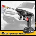 100Bar Cordless High Pressure Washer Spray Water Gun 300W Pressure Car Wash Cleaning Machine Adjustable Nozzle Foam Generator| |
