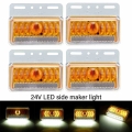 4pcs 24V 15 LED Car Truck Side Marker Light Car External Lights Squarde Warning Tail Light Signal Lamps Trailer Lorry Amber|Truc
