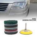 21Pcs/set DIY Car Lights Polishing Sanding Discs Kit Repair Set Mop Pad M16 Drill Adapter headlight restoration kit|Polishing &a