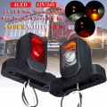 2Pcs 12/24V Truck LED Side Marker Light Triple Amber White Red Indicator Lamps For Trailer Lorry RV Bus trailer Light Discount!|