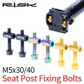 Risk 2pcs Bike Seat Post Fixed Bolts Tc4 Titanium Alloy M5*30/40mm Mtb Road Bicycle Seatpost Saddle Fixed Screws Rainbow Gold -