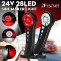 2pcs Bicolor 28 LED Car Truck Trailer Lorry Elbow Side Marker Lights Indicator Warning Rear Tail Signal Lamp Outline Lamps 24V|T